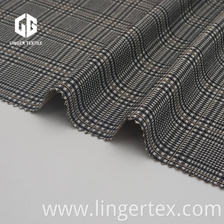 Tr Yarn-Dyed Jacquard Elastane Fabric with Check Pattern